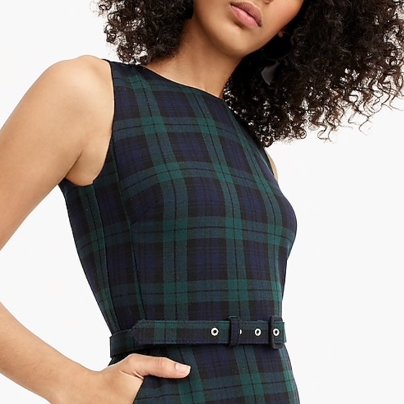 J Crew Belted Blackwatch Plaid Sheath Dress NEW - Picture 5 of 7